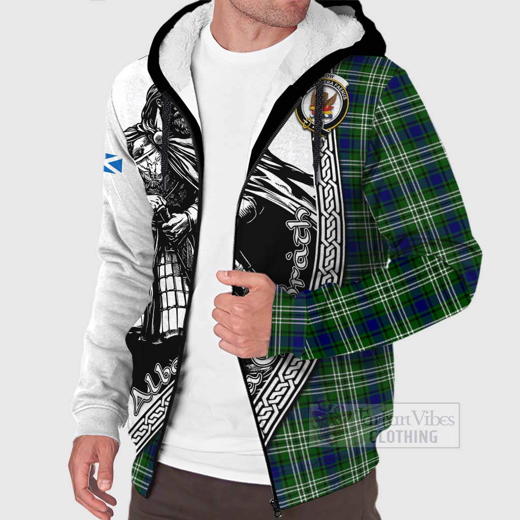 Mow Tartan Clan Crest Sherpa Hoodie with Highlander Warrior Celtic Style Unisex - Tartan Vibes Clothing