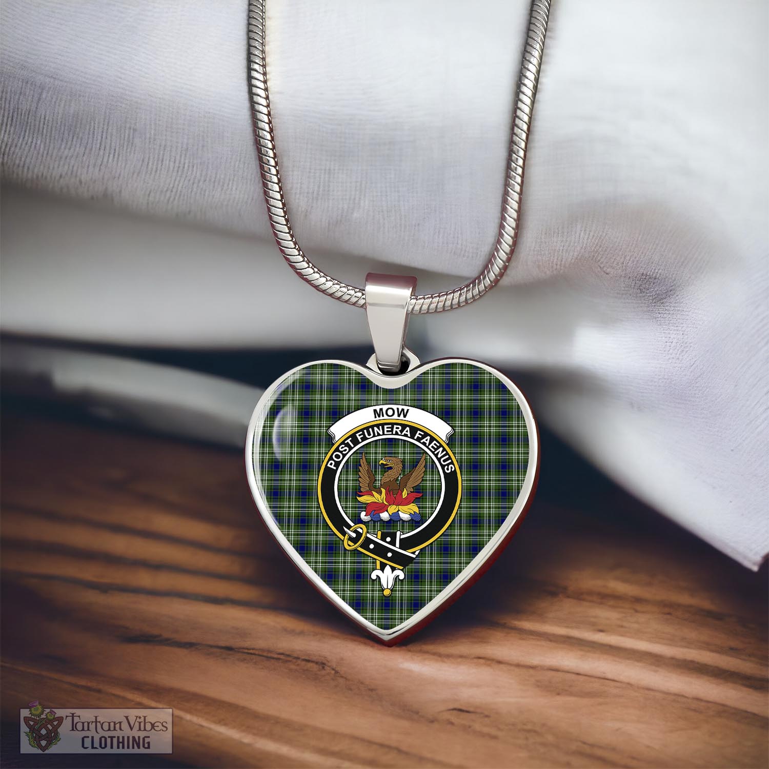 Mow Tartan Heart Necklace with Family Crest - Tartan Vibes Clothing