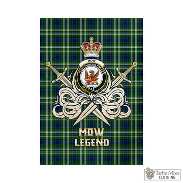 Mow Tartan Garden Flag with Clan Crest and the Golden Sword of Courageous Legacy