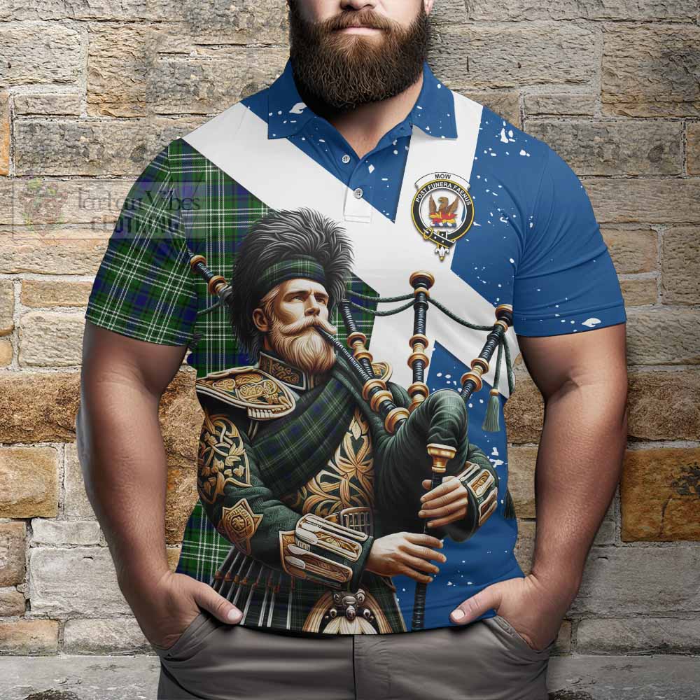 Mow Tartan Polo Shirt with Family Crest Scottish Bagpiper Vibes - Tartan Vibes Clothing