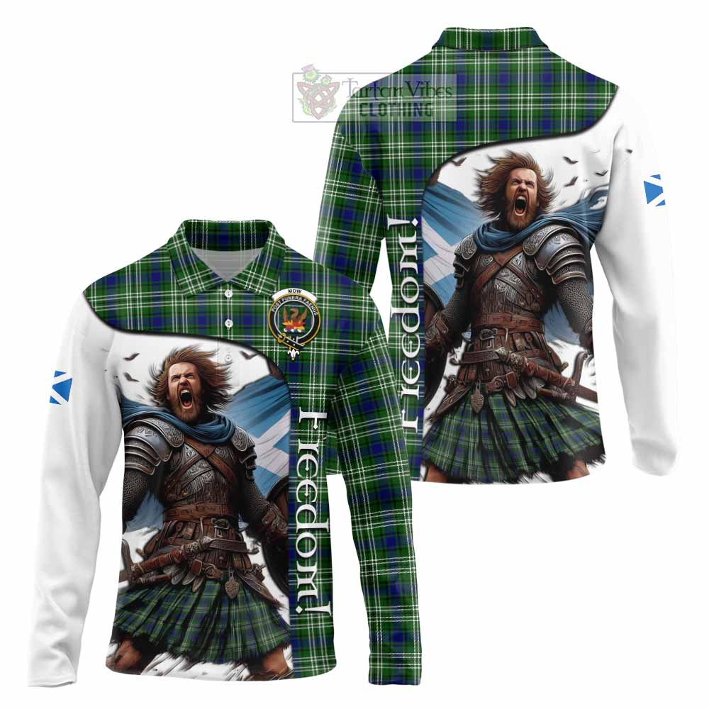 Tartan Vibes Clothing Mow Crest Tartan Long Sleeve Polo Shirt Inspired by the Freedom of Scottish Warrior
