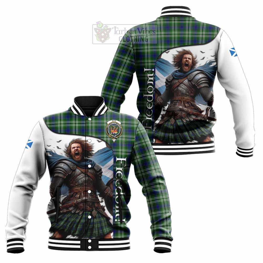 Tartan Vibes Clothing Mow Crest Tartan Baseball Jacket Inspired by the Freedom of Scottish Warrior