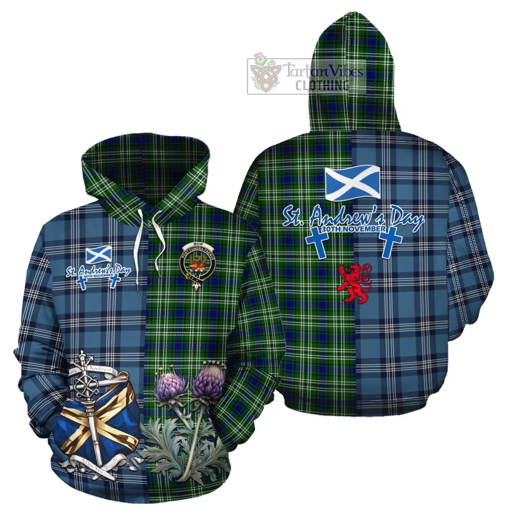 Mow Tartan Cotton Hoodie Happy St. Andrew's Day Half Tartan Style Zip Hoodie - Tartan Vibes Clothing