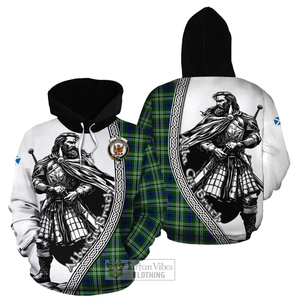 Mow Tartan Clan Crest Cotton Hoodie with Highlander Warrior Celtic Style Zip Hoodie - Tartan Vibes Clothing