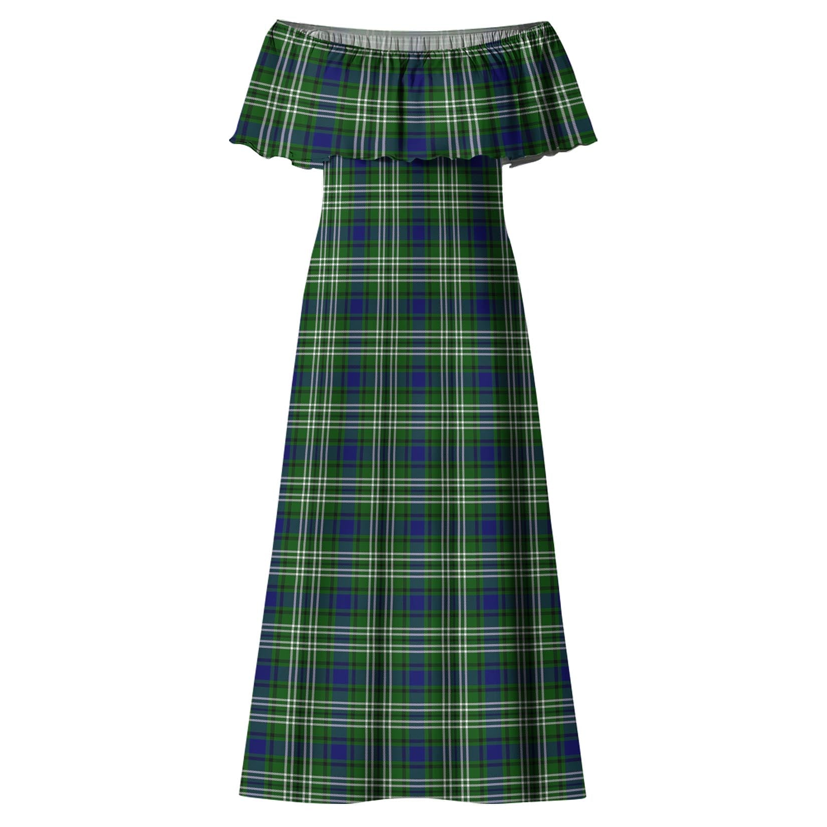 Mow Tartan Off Shoulder Long Dress - Tartanvibesclothing