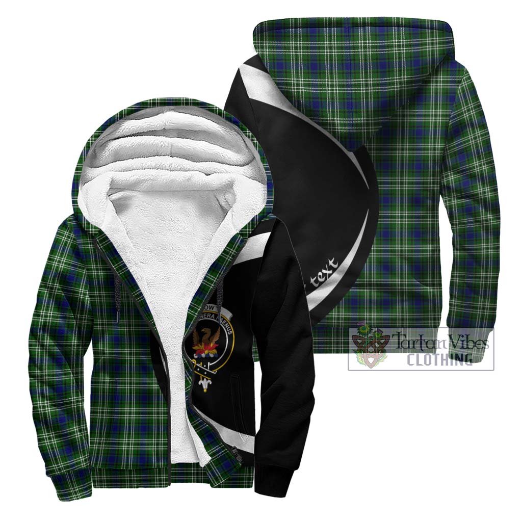 Mow Tartan Sherpa Hoodie with Family Crest Circle Style Unisex - Tartan Vibes Clothing