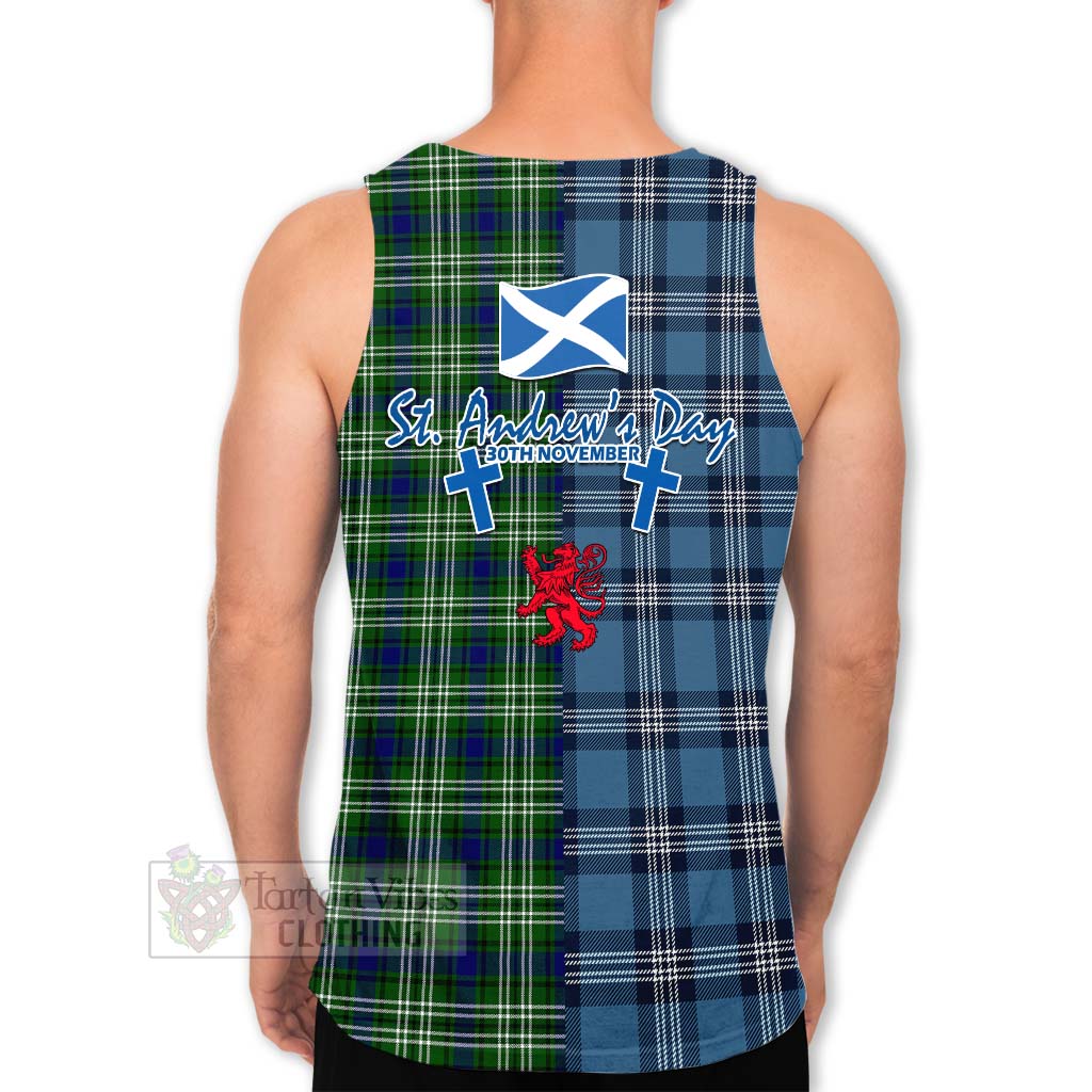 Mow Tartan Men's Tank Top Happy St. Andrew's Day Half Tartan Style - Tartan Vibes Clothing