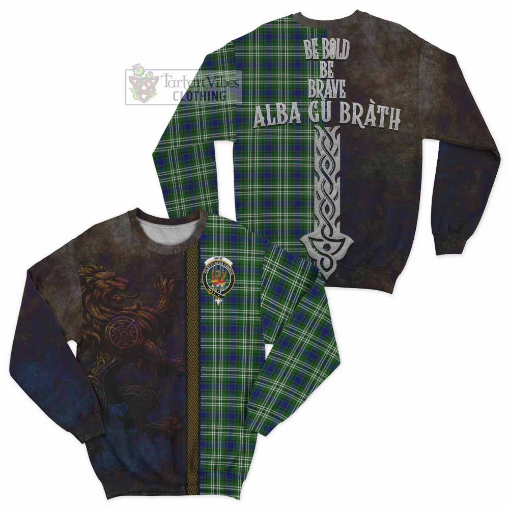 Mow Tartan Family Crest Sweatshirt Alba Gu Brath Be Brave Lion Ancient Style - Tartan Vibes Clothing