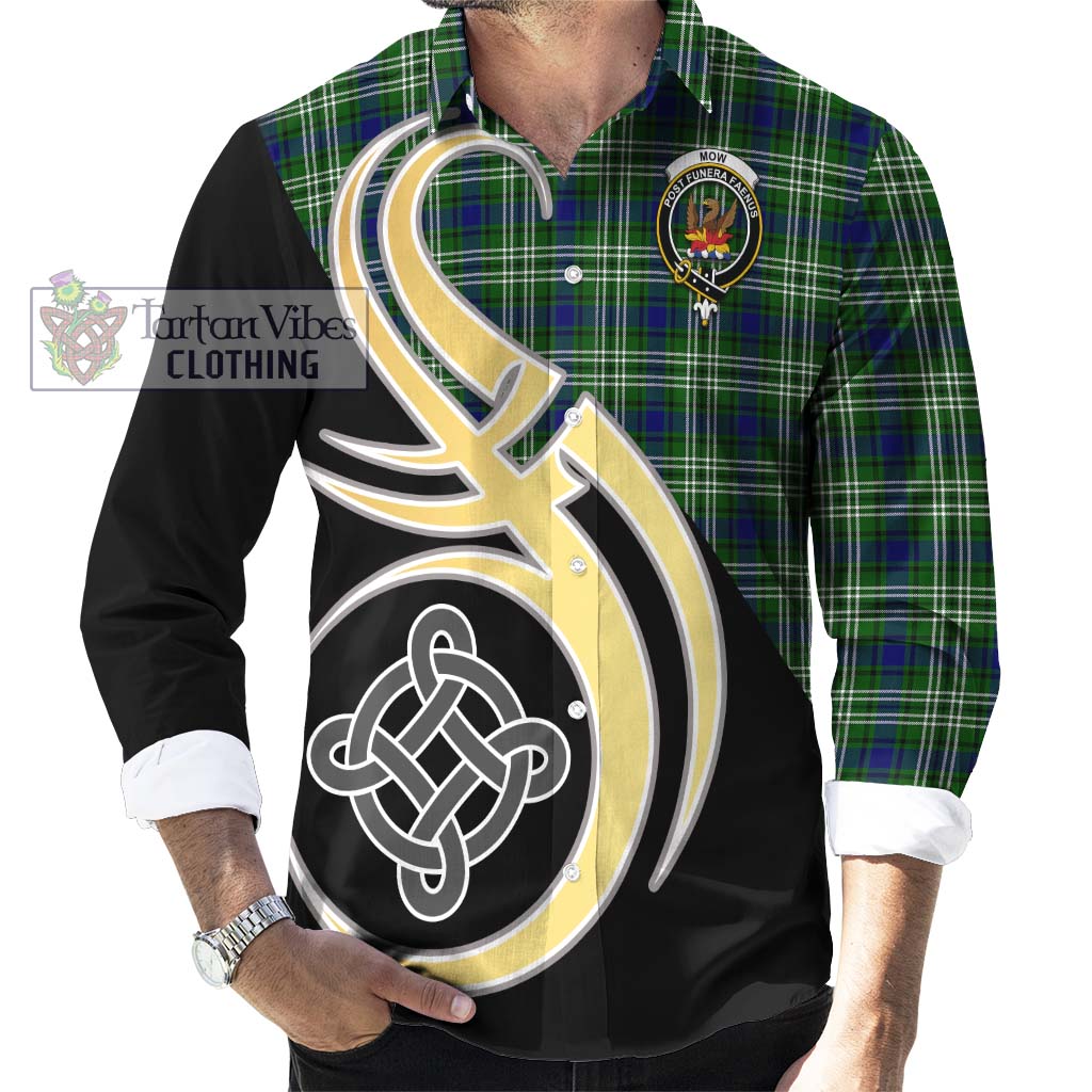 Mow Tartan Long Sleeve Button Shirt with Family Crest and Celtic Symbol Style - Tartan Vibes Clothing
