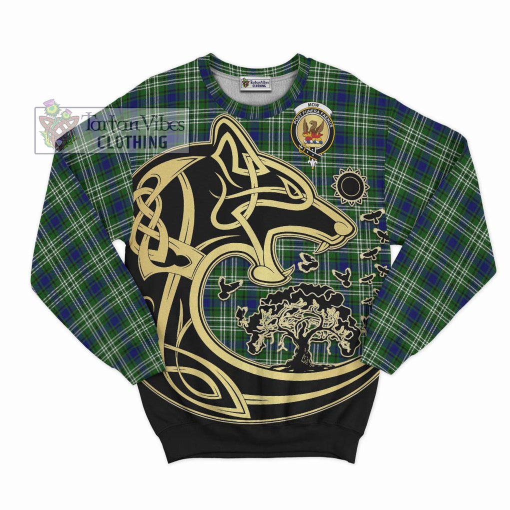 Mow Tartan Sweatshirt with Family Crest Celtic Wolf Style - Tartan Vibes Clothing