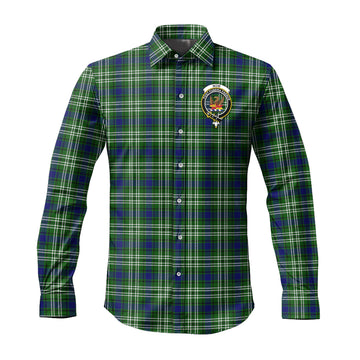 Mow Tartan Long Sleeve Button Up Shirt with Family Crest