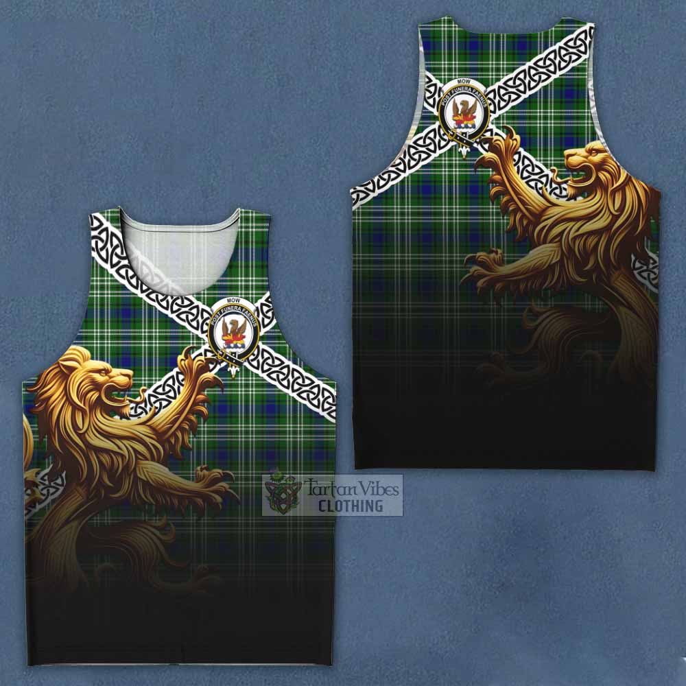 Mow Crest Tartan Men's Tank Top with Golden Lion Emblem Celtic Style - Tartan Vibes Clothing