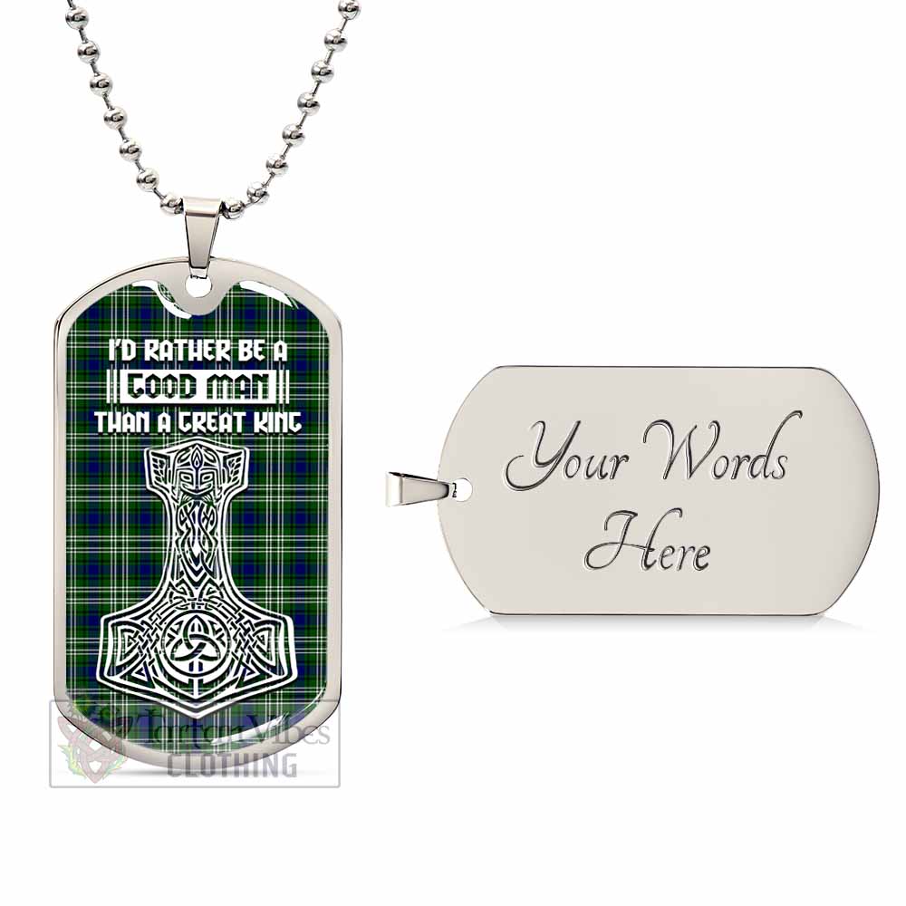 Mow Tartan Dog Tag Necklace Viking Mjolnir Style Silver Yes - Tartan Vibes Clothing