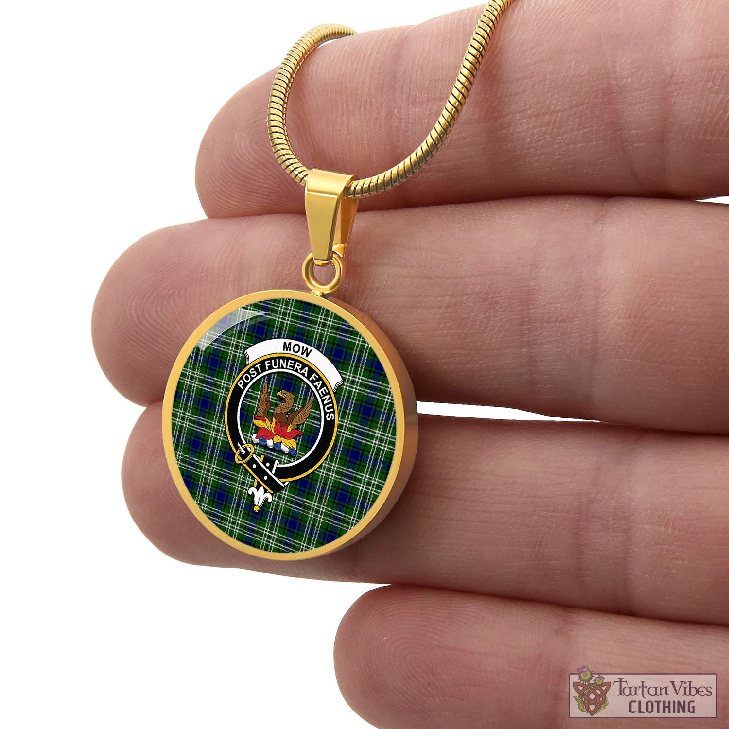 Mow Tartan Circle Necklace with Family Crest - Tartan Vibes Clothing