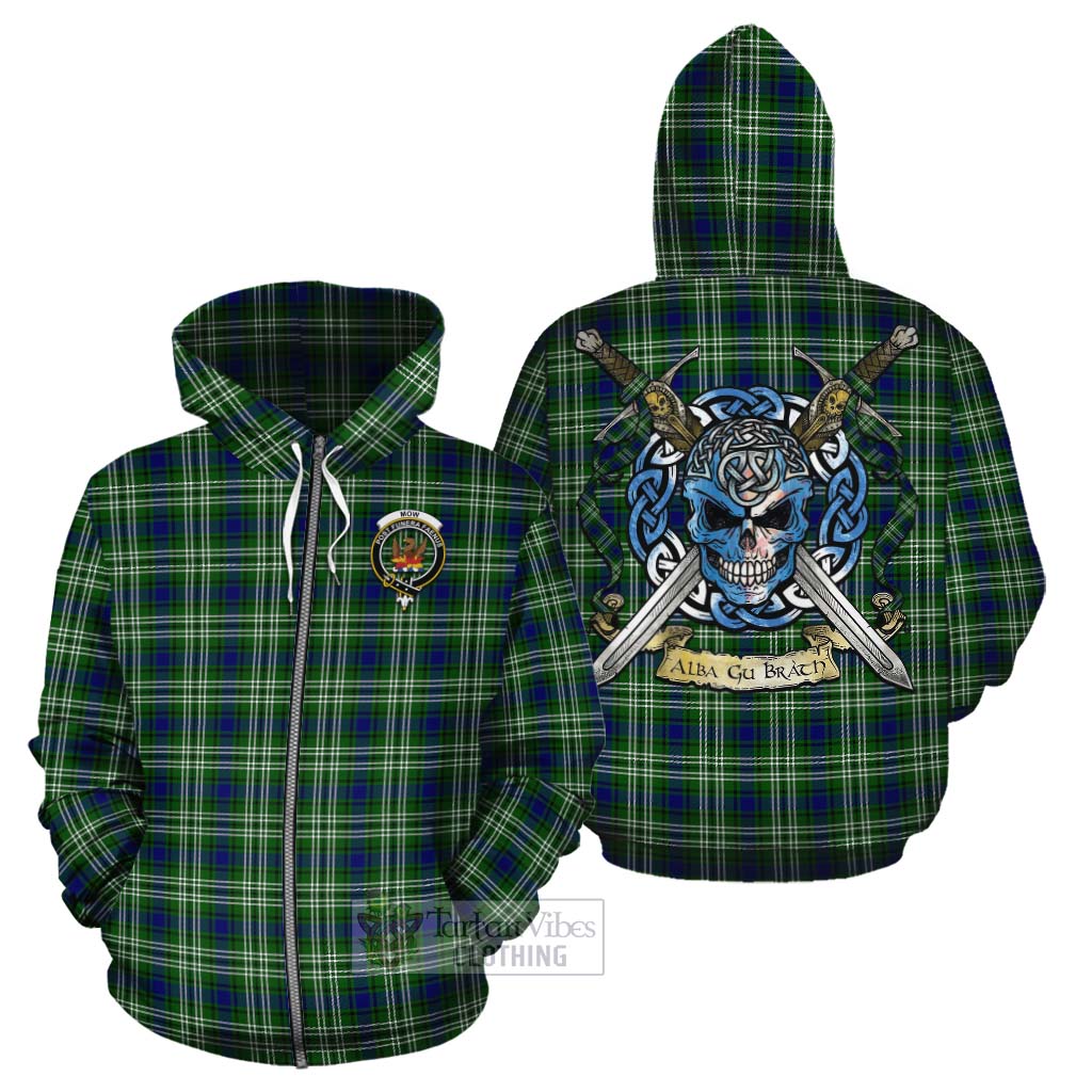 Mow Tartan Cotton Hoodie with Family Crest Celtic Skull Style - Tartan Vibes Clothing
