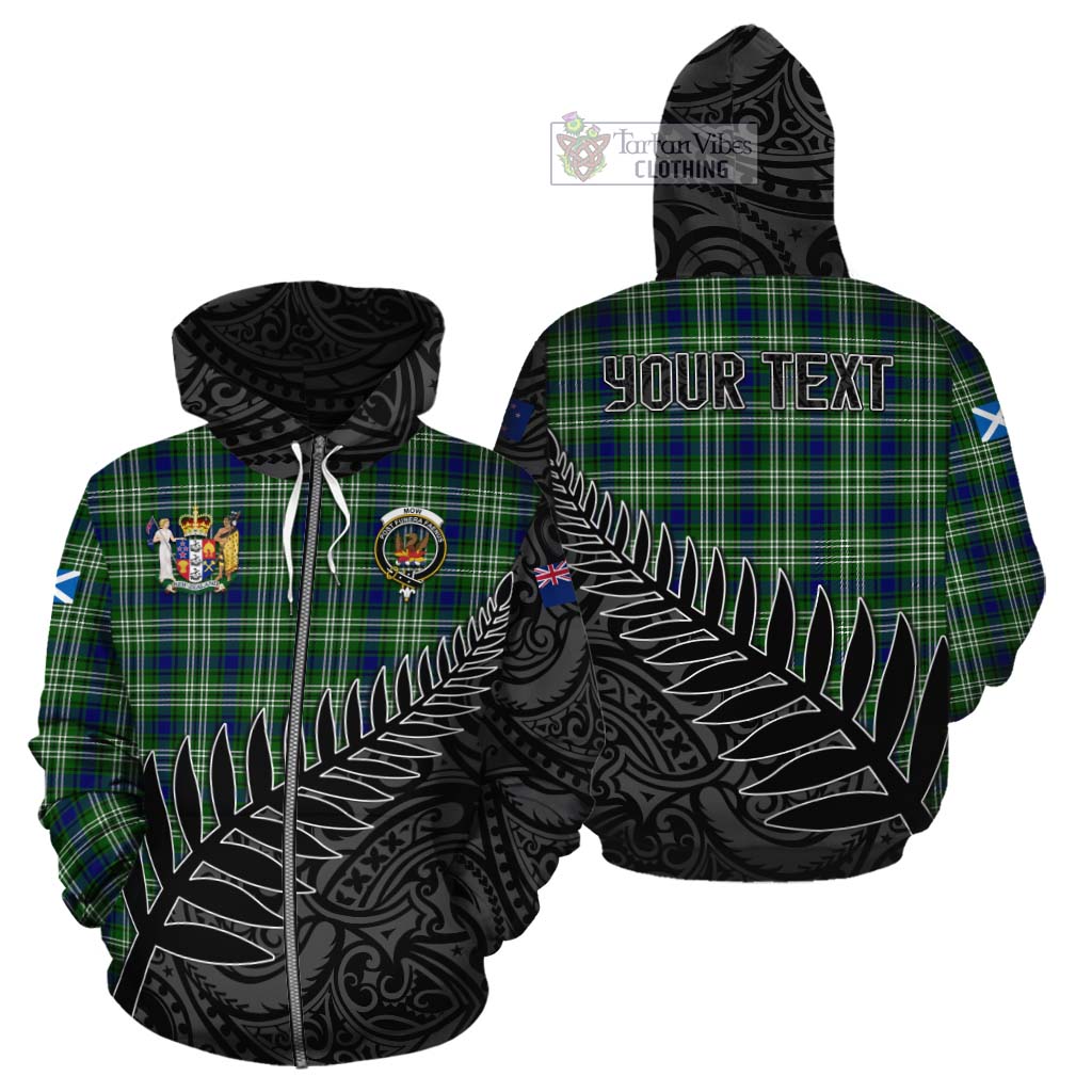 Tartan Vibes Clothing Mow Crest Tartan Cotton Hoodie with New Zealand Silver Fern Half Style