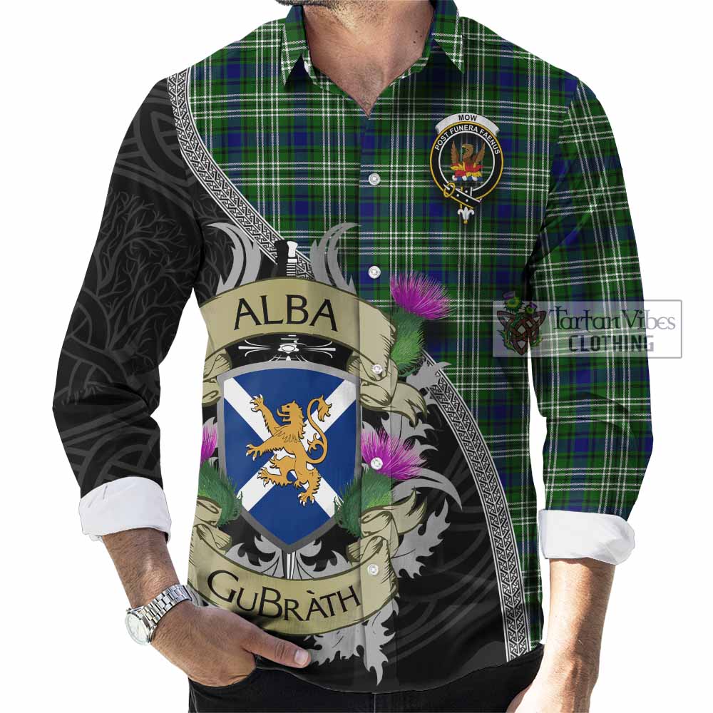 Mow Tartan Family Crest Long Sleeve Button Shirt Lion Rampant Royal Thistle Shield Celtic Inspired - Tartan Vibes Clothing