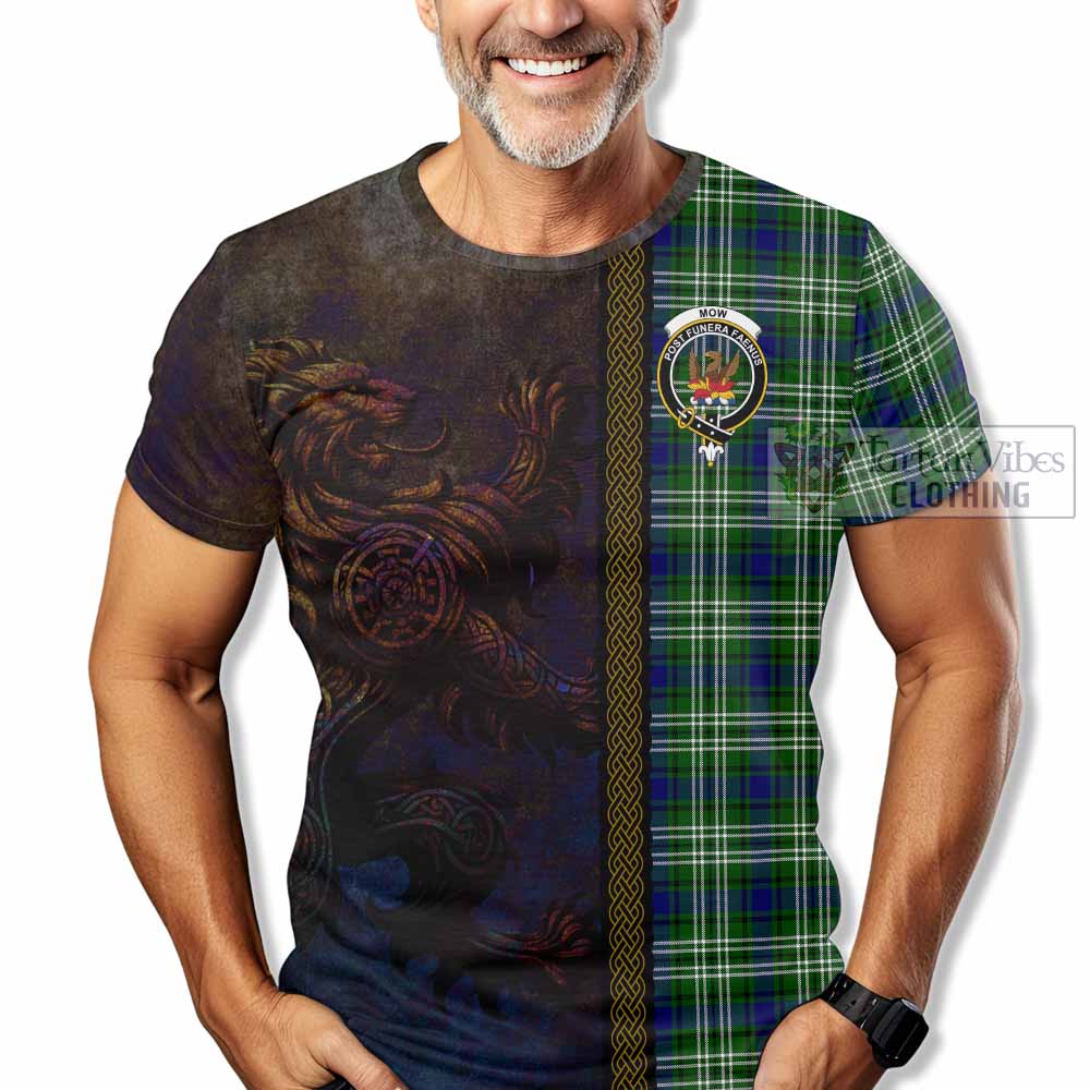 Tartan Vibes Clothing Mow Tartan Family Crest T-Shirt Alba Gu Brath Be Brave Lion Ancient Style