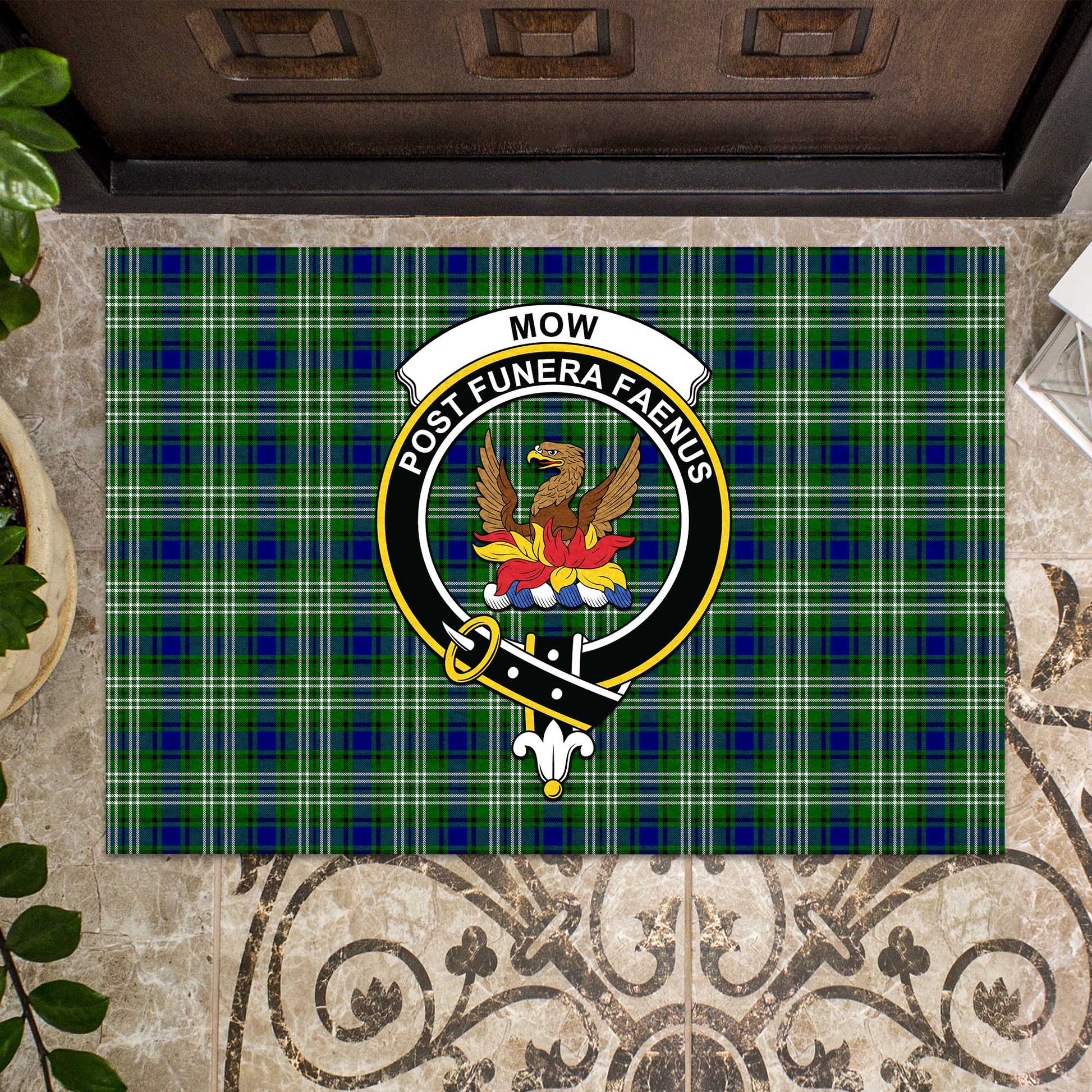 Mow Tartan Door Mat with Family Crest - Tartanvibesclothing