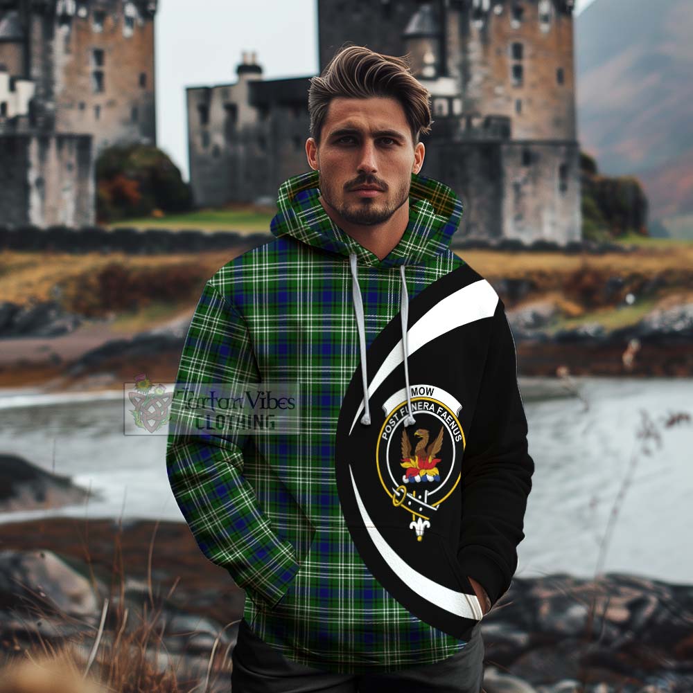 Mow Tartan Cotton Hoodie with Family Crest Circle Style - Tartan Vibes Clothing