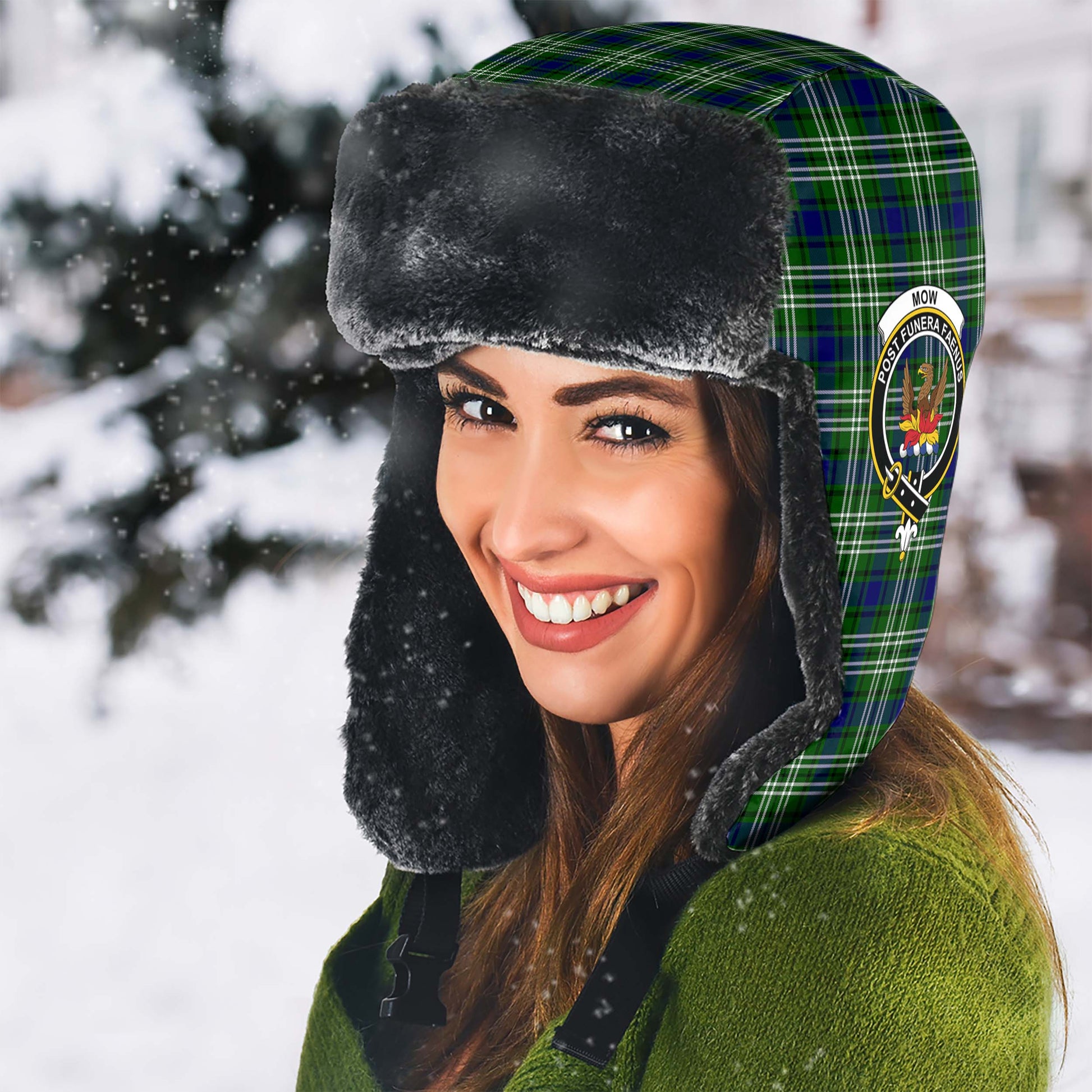 Mow Tartan Winter Trapper Hat with Family Crest - Tartan Vibes Clothing