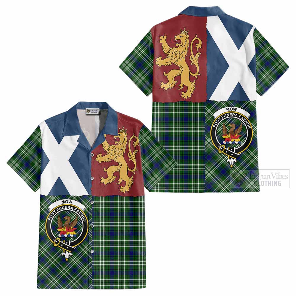 Mow Crest Tartan Cotton Hawaiian Shirt with Lion Rampant Saltire Style - Tartan Vibes Clothing