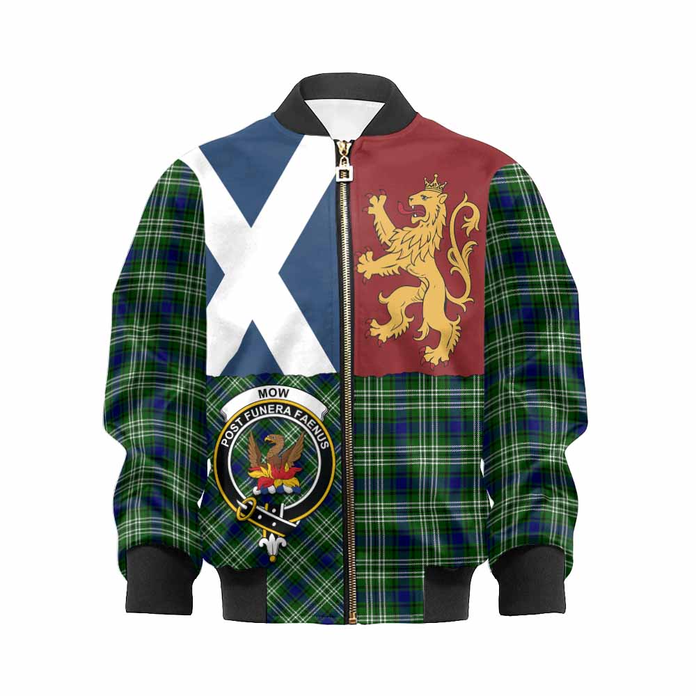 Mow Crest Tartan Kid Bomber Jacket with Lion Rampant Saltire Style - Tartan Vibes Clothing