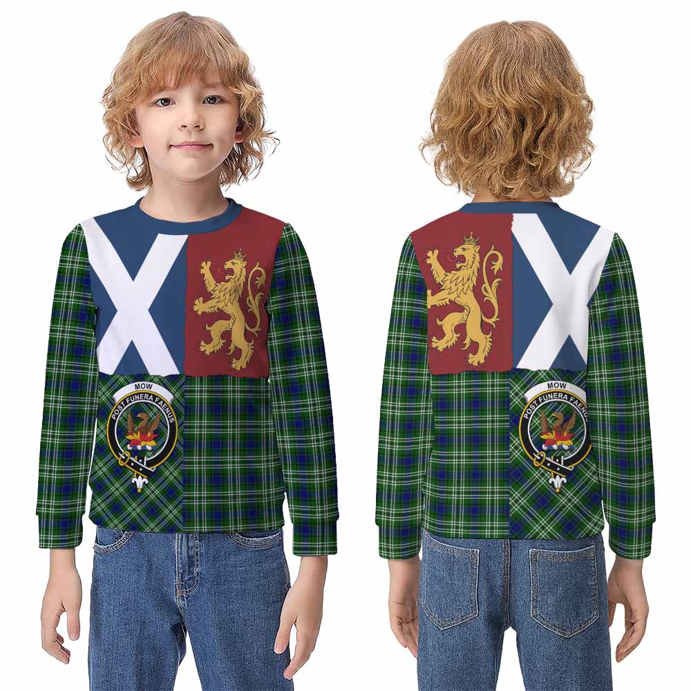 Mow Crest Tartan Kid Knitted Sweatshirt with Lion Rampant Saltire Style - Tartan Vibes Clothing