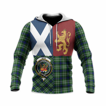 Mow Crest Tartan Knitted Hoodie with Lion Rampant Saltire Style