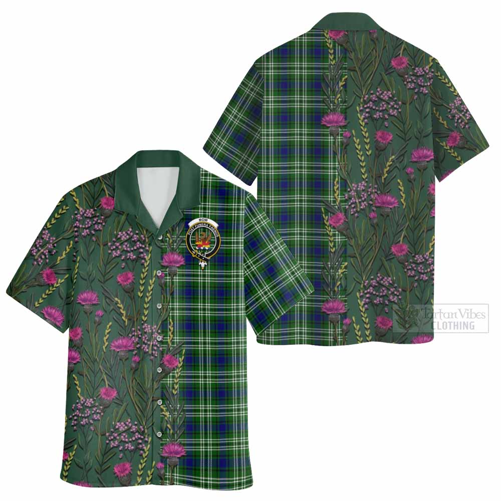 Mow Family Crest Tartan Hawaiian Shirt Scottish Thistle Flower Pattern Half Style - Tartan Vibes Clothing