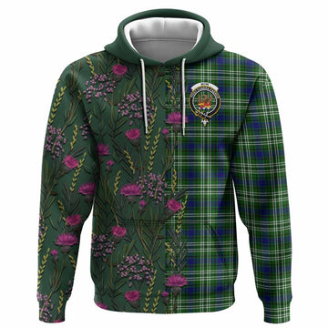 Mow Family Crest Tartan Hoodie Scottish Thistle Flower Pattern Half Style - Tartan Vibes Clothing