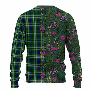 Mow Family Crest Tartan Knitted Sweater Scottish Thistle Flower Pattern Half Style - Tartan Vibes Clothing