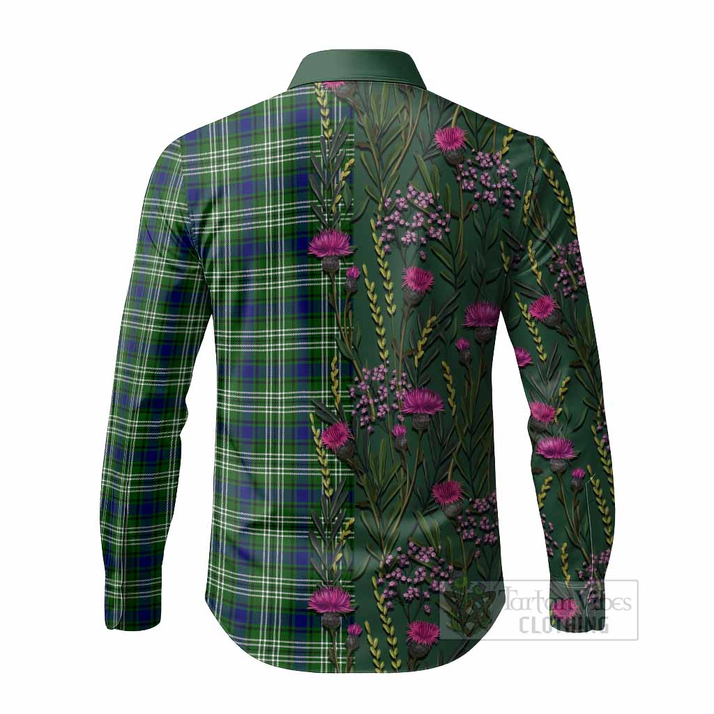 Mow Family Crest Tartan Long Sleeve Button Shirts Scottish Thistle Flower Pattern Half Style - Tartan Vibes Clothing