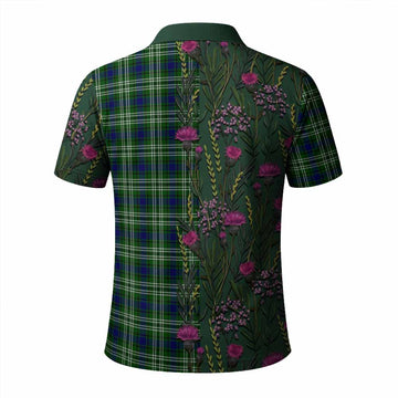 Mow Family Crest Tartan Polo Shirt Scottish Thistle Flower Pattern Half Style - Tartan Vibes Clothing