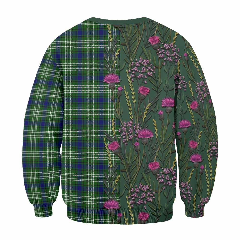 Mow Family Crest Tartan Sweatshirt Scottish Thistle Flower Pattern Half Style - Tartan Vibes Clothing