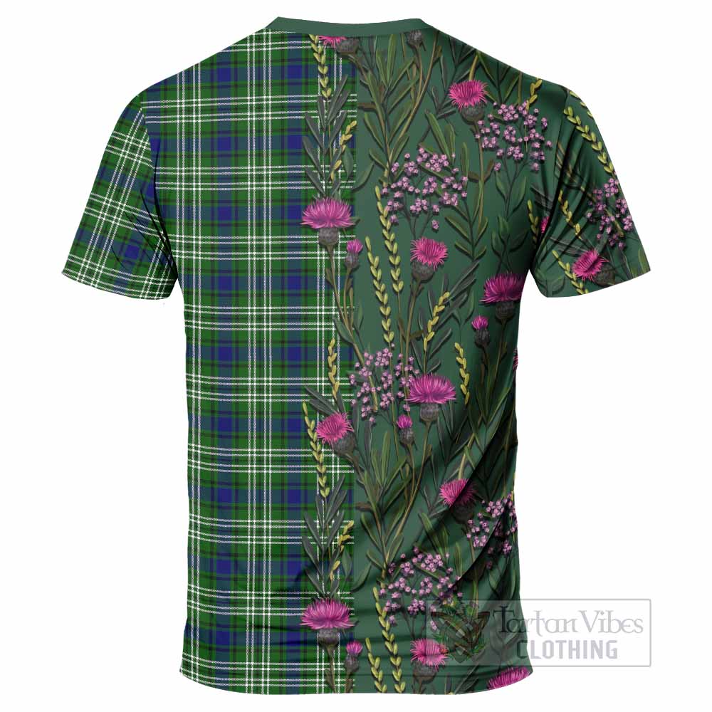 Mow Family Crest Tartan T-Shirt Scottish Thistle Flower Pattern Half Style - Tartan Vibes Clothing