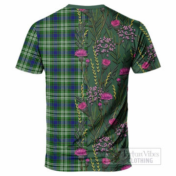 Mow Family Crest Tartan T-Shirt Scottish Thistle Flower Pattern Half Style - Tartan Vibes Clothing