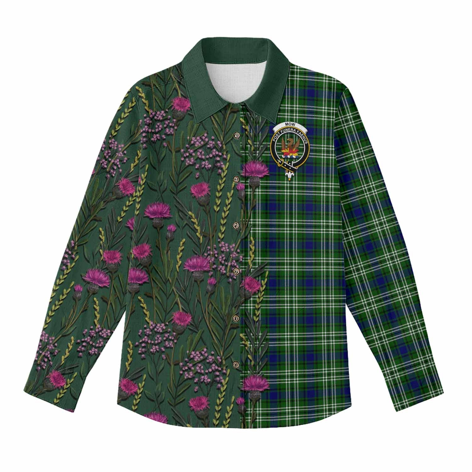 Mow Family Crest Tartan Women Casual Shirt Scottish Thistle Flower Pattern Half Style - Tartan Vibes Clothing