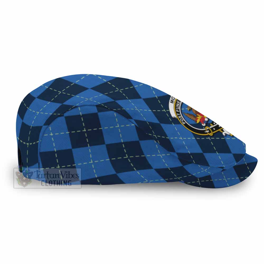 Mow Scottish Family Crest Flat Cap, Jeff Cap Navy Argyle Classic Style - Tartan Vibes Clothing