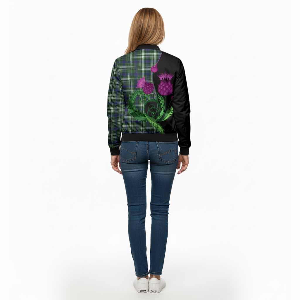 Mow Tartan Bomber Jacket Traditional Scottish Thistle