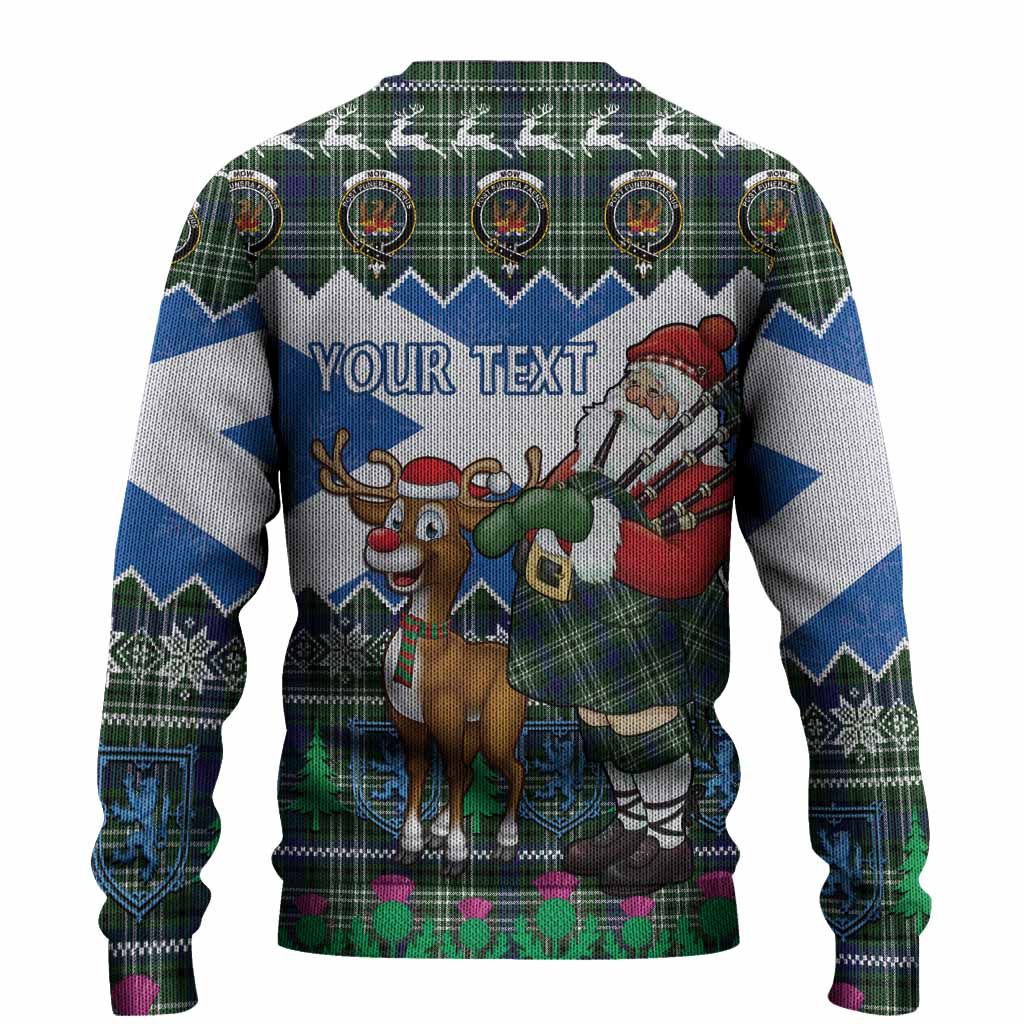 Mow Tartan Crest Christmas Christmas Ugly Sweater Scotland Santa With Bagpipes Cute Reindeer