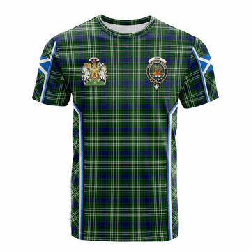 Mow Tartan Crest Cotton T-shirt Scotland Coat of Arm Flag Style