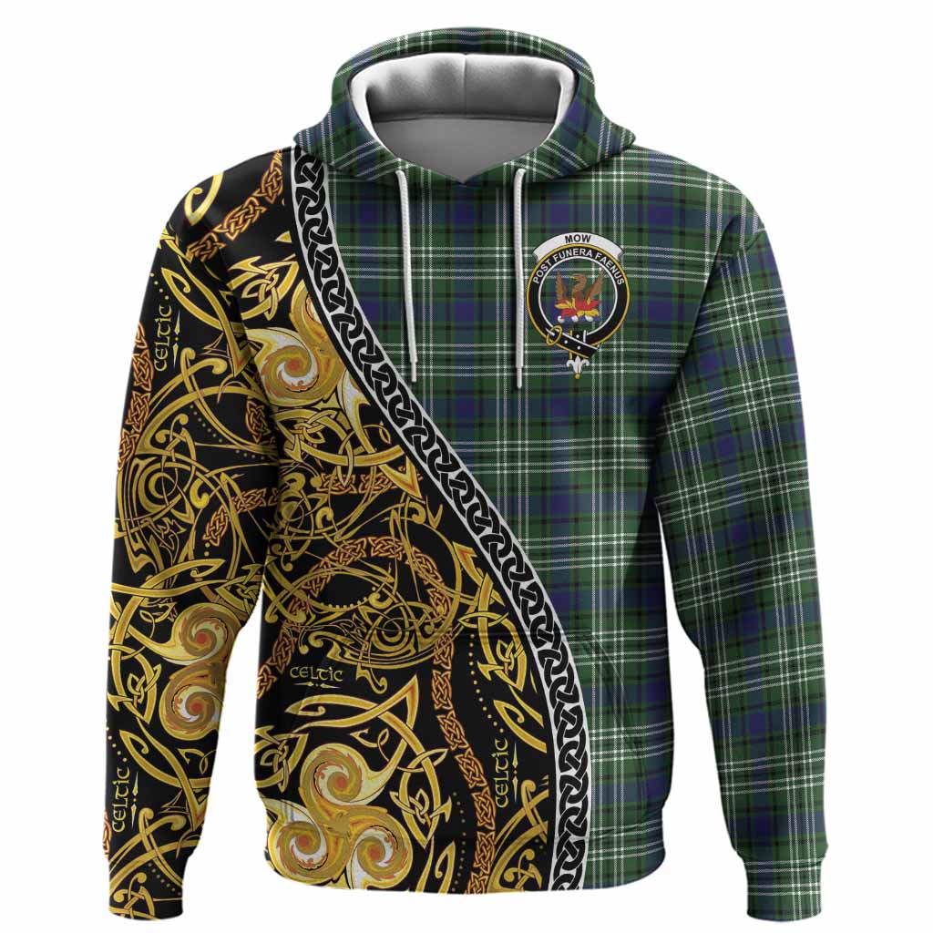 Mow Tartan Crest Hoodie Celtic Knot and Triple Trickle Spiral Symbols