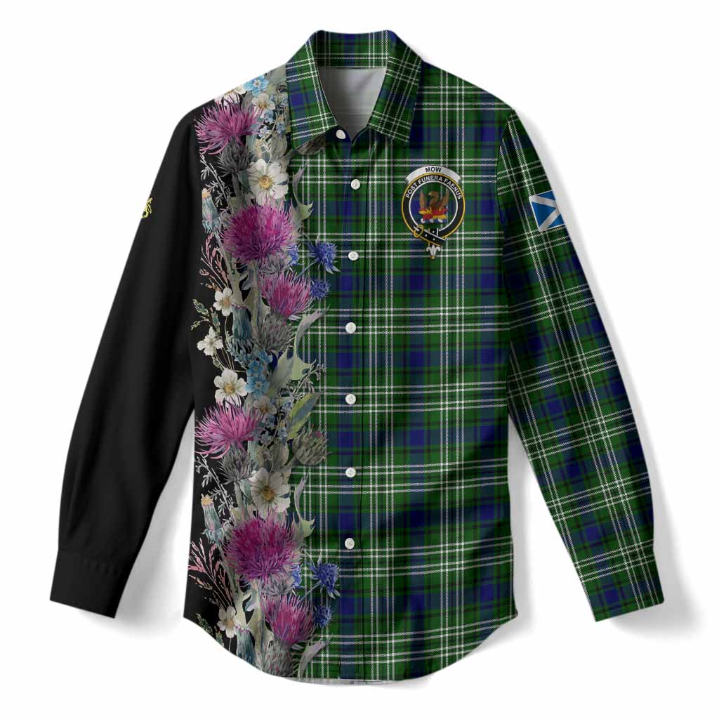 Mow Tartan Crest Thistle Floral Women Casual Shirt