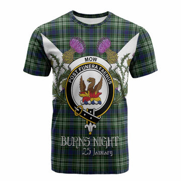 Mow Tartan Family Crest Cotton T-shirt Scottish Burns Night Thistle Floral
