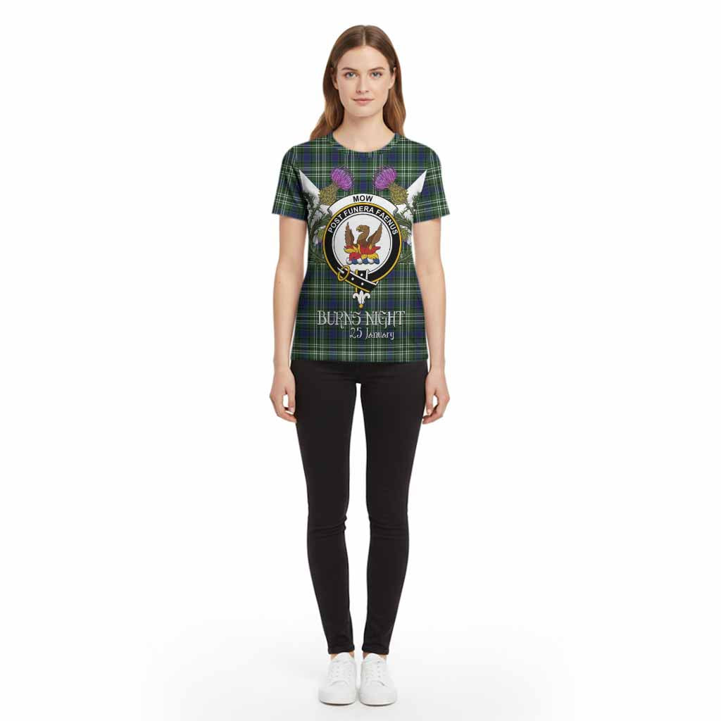 Mow Tartan Family Crest Cotton T-shirt Scottish Burns Night Thistle Floral