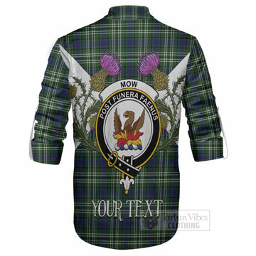 Mow Tartan Family Crest Ghillie Shirt Scottish Burns Night Thistle Floral