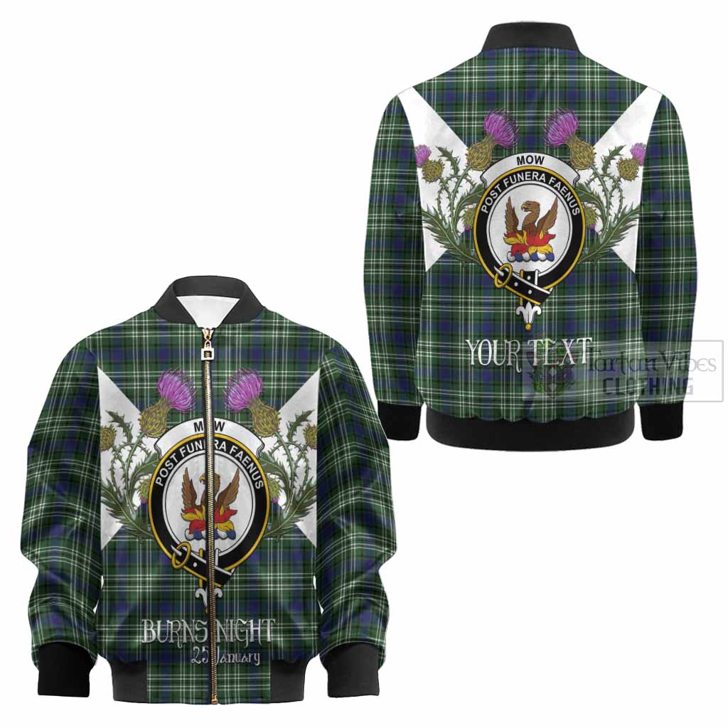 Mow Tartan Family Crest Kid Bomber Jacket Scottish Burns Night Thistle Floral