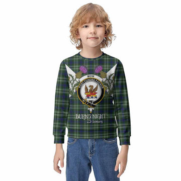 Mow Tartan Family Crest Kid Knitted Sweatshirt Scottish Burns Night Thistle Floral