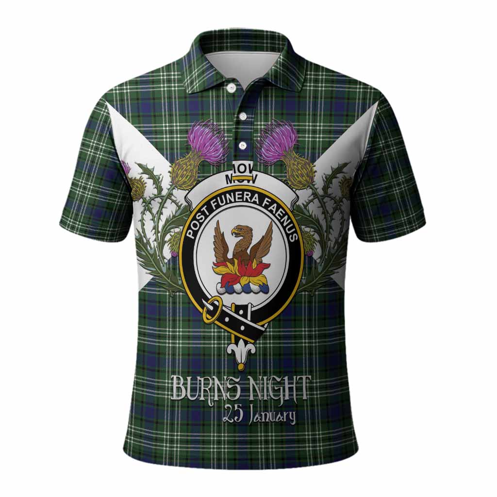 Mow Tartan Family Crest Polo Shirt Scottish Burns Night Thistle Floral